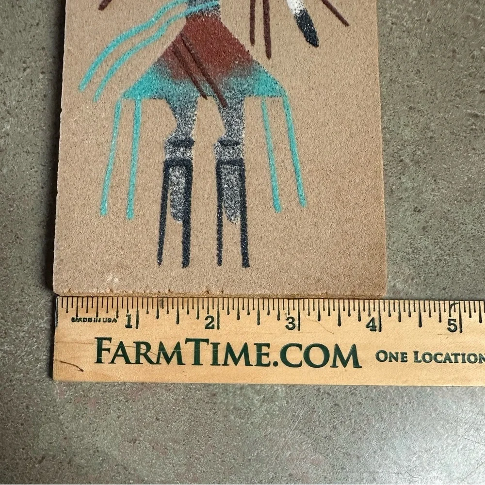 Native American Sand Art 4”x8” Signed by Artist - Picture 3 of 6